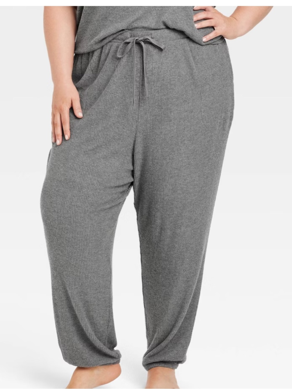 Auden Plus-Size Ribbed Knit Joggers - Gray